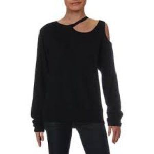 Womens Slash Cold Shoulder Pullover Sweater
